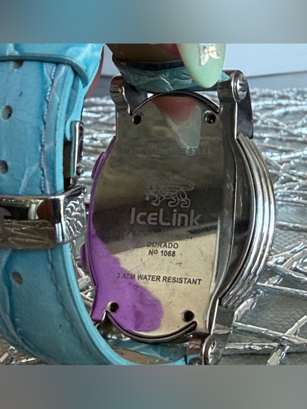 Women's Blue Crystal-Accent Chronograph Watch Ice Link Brand - Picture 4 of 10
